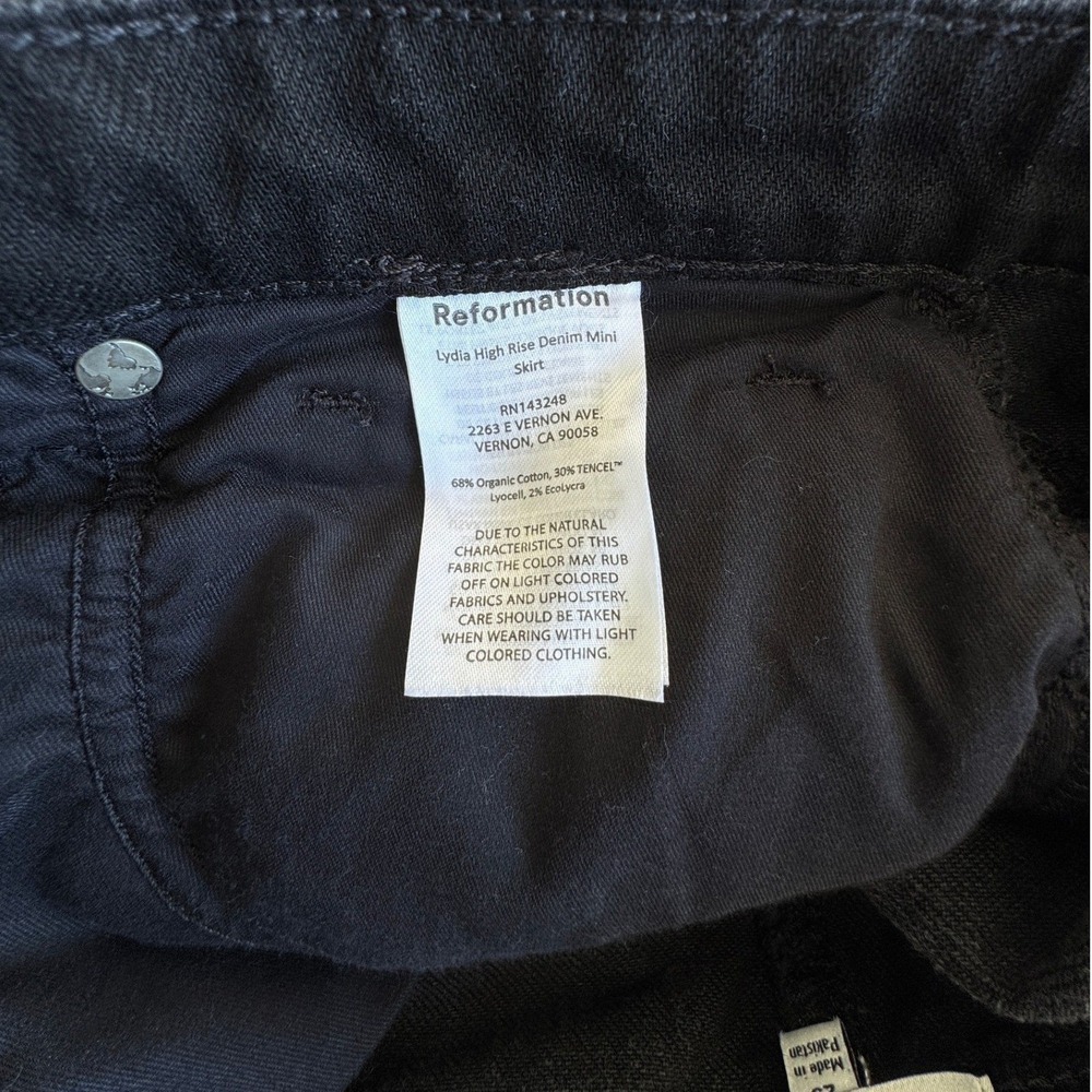 Reformation Lydia High Rise Denim Mini Skirt Black Size 29 - Picture 4 of 5